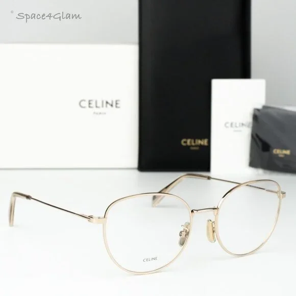 Celine Women Eyeglasses Metal Shiny Rose Gold Demo Round CL50095U 028 BRAND NEW Celine | Accessories | Celine Women Brand New Eyeglasses  main image 3